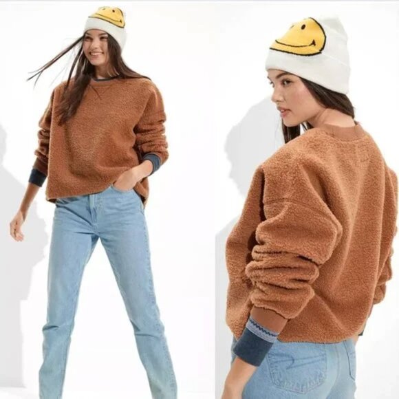 America Eagle Sherpa Crew Neck Sweatshirt - Picture 1 of 11